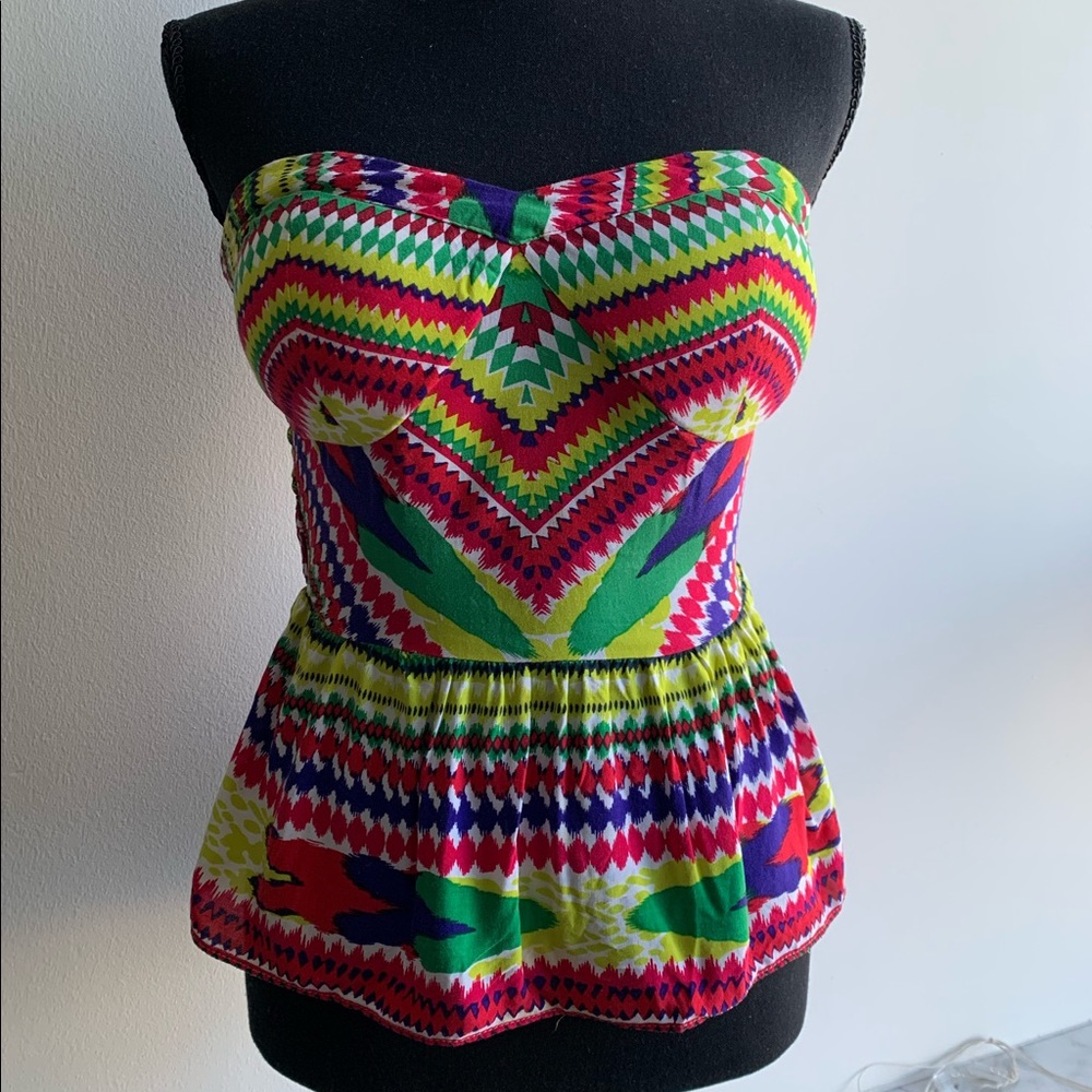 Strapless print top